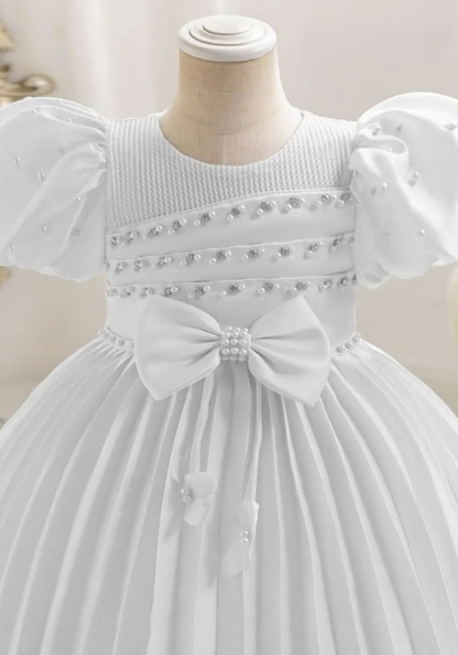 Robe Princesse Blanche Plissée Fille