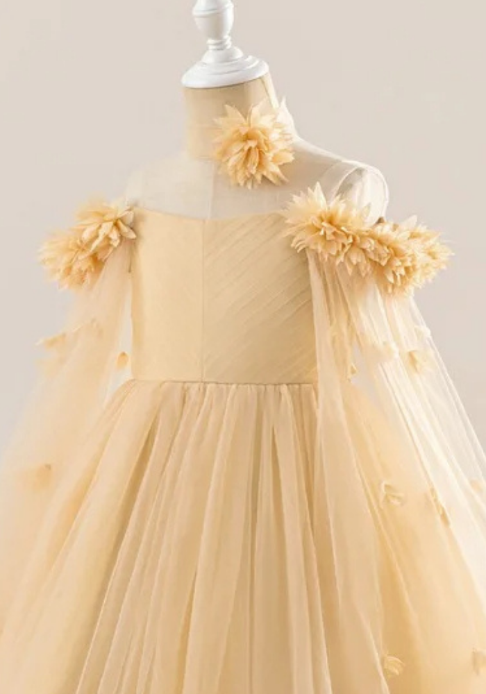 Robe Princesse Longue Jaune Fille pas cher