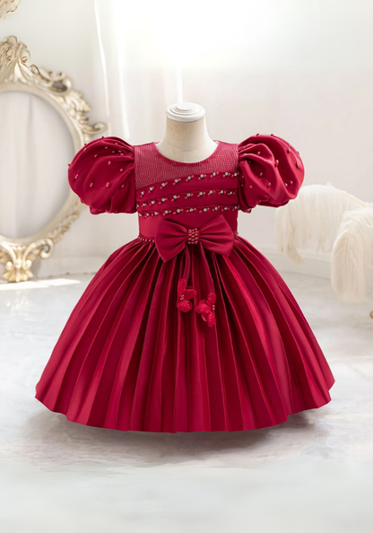 Robe Princesse Rouge Plissée Fille