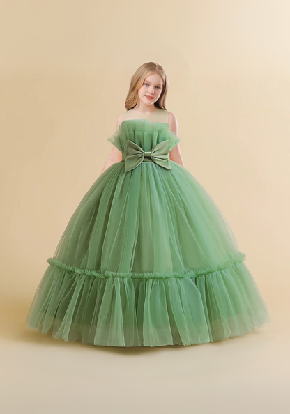 Robe Princesse Verte Élégante Fille