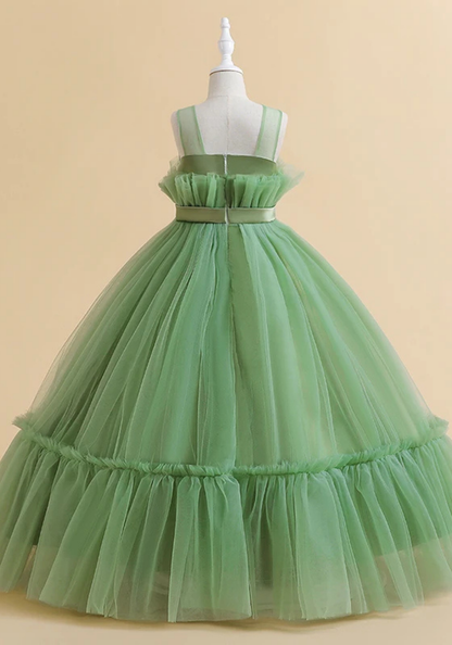 Robe Princesse Verte Élégante Fille