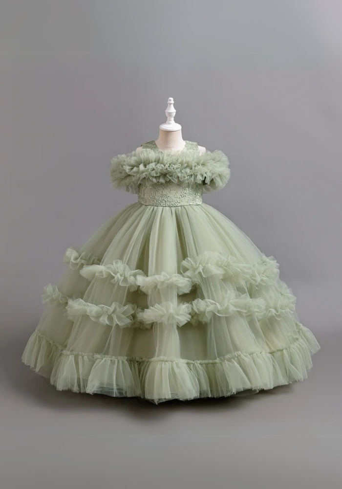 Robe Princesse Tulle Verte Fille