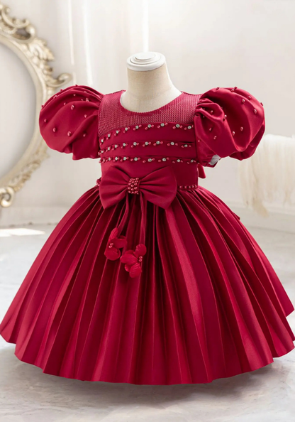Robe Princesse Rouge Plissée Fille