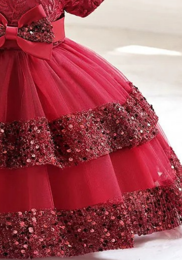 Robe Princesse Sequins Rouge Bébé pas cher