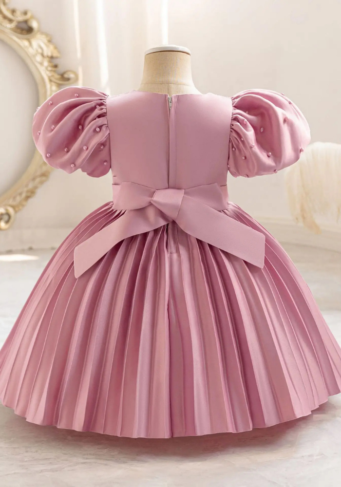 Robe Princesse Rose Poudré Plissée Fille