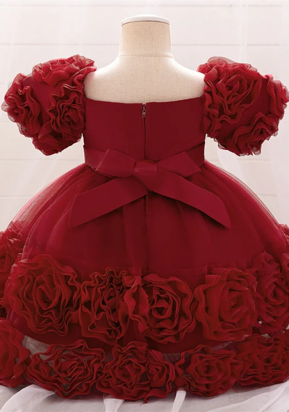 Robe Princesse Fleurs Rouge Bébé