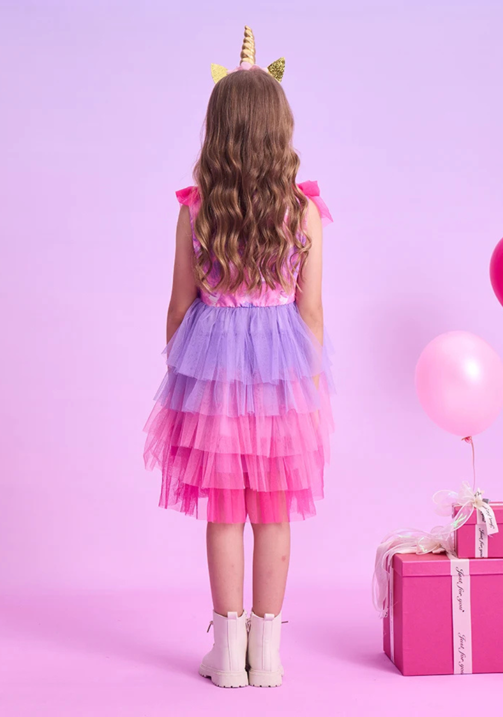 Robe Princesse Fille sans Manches rose