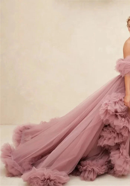 Robe Princesse Volants Rose Femme pas cher