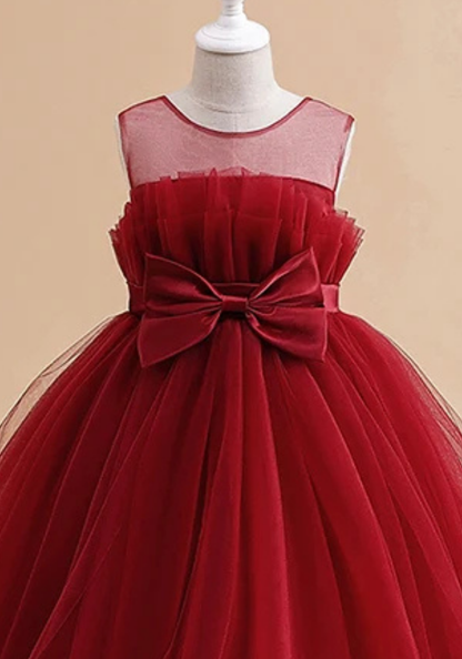 Robe Princesse Rouge Élégante Fille pas cher