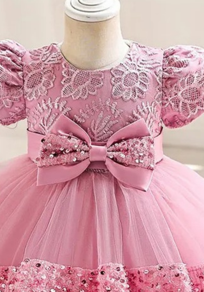 Robe Princesse Sequins Rose Bébé