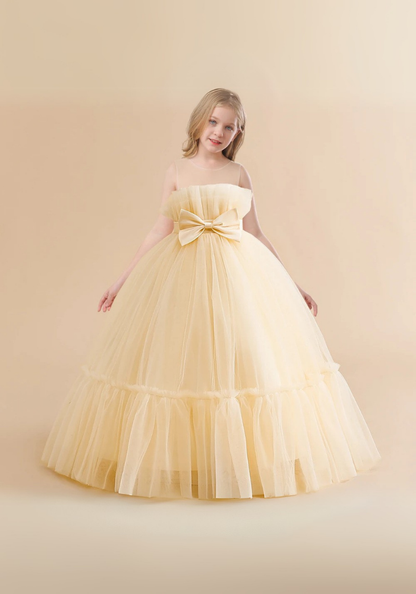 Robe Princesse Jaune Élégante Fille