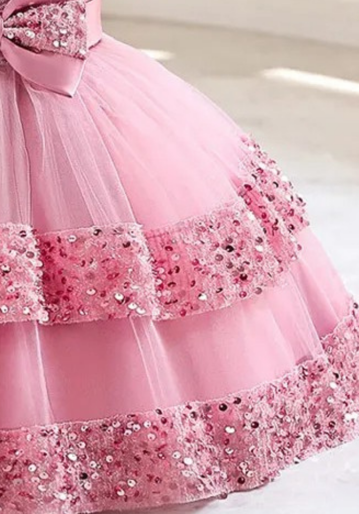 Robe Princesse Sequins Rose Bébé pas cher