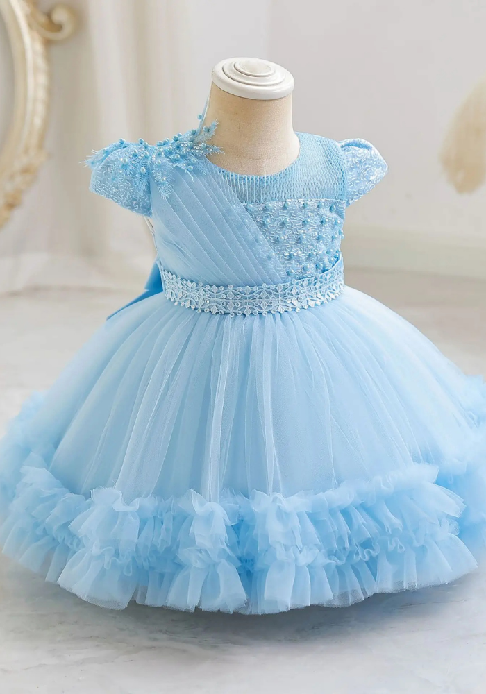 Robe Princesse Cérémonie Bleu Bébé pas cher