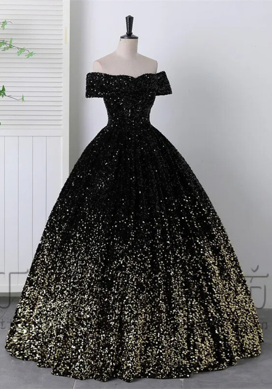 Robe Princesse Noire Strass Femme