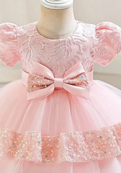 Robe Princesse Sequins Saumon Bébé