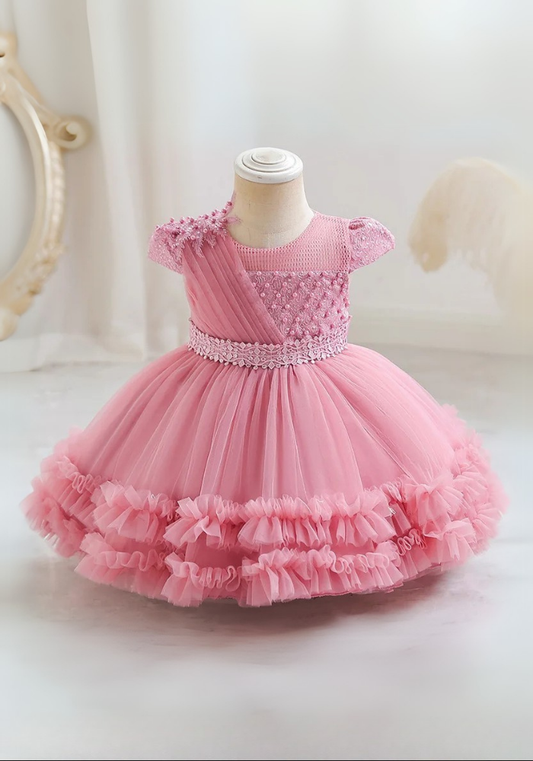 Robe Princesse Cérémonie Rose Bonbon Bébé