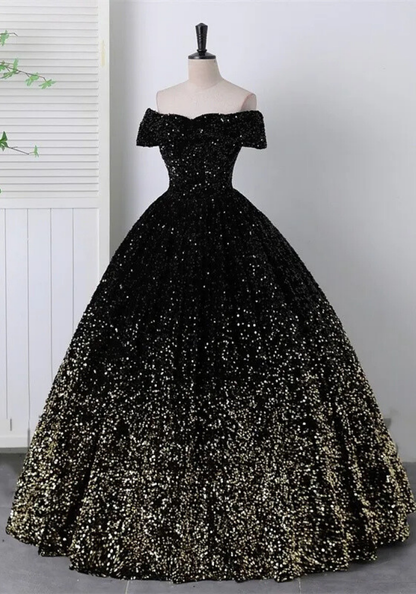 Robe Princesse Noire Strass Femme