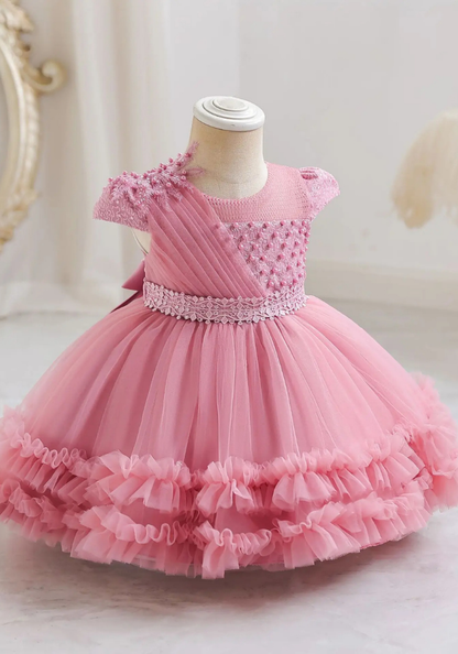 Robe Princesse Cérémonie Rose Bonbon Bébé