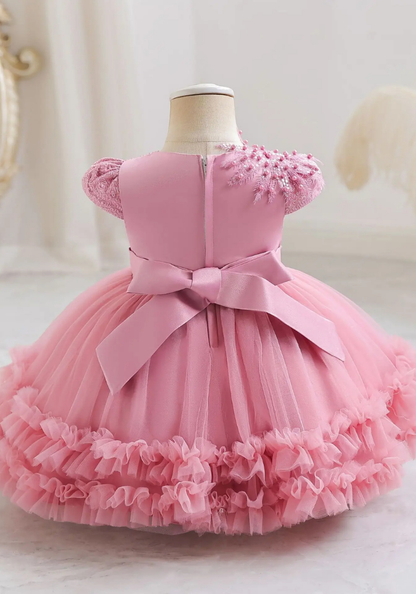 Robe Princesse Cérémonie Rose Bonbon Bébé