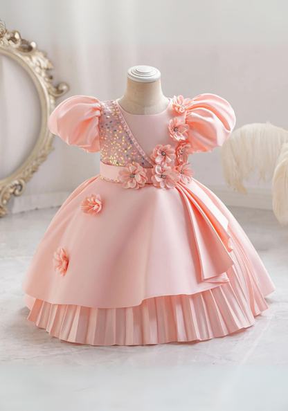 Robe Princesse Florale Rose Fille