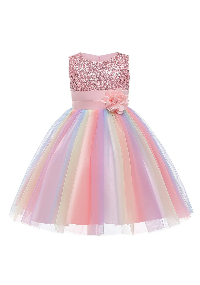 Robe Princesse Rose Sequin Fille