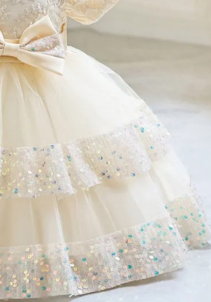 Robe Princesse Sequins Crème Bébé pas cher