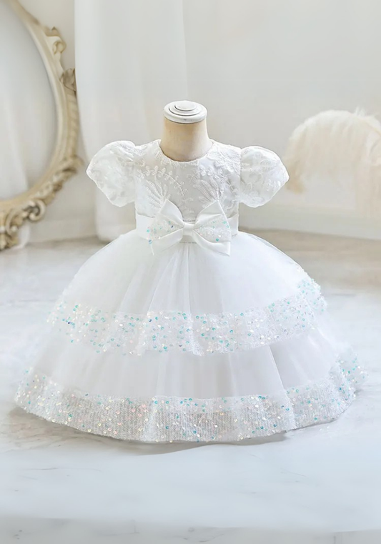 Robe Princesse Sequins Blanche Bébé