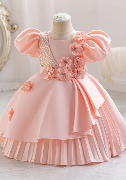 Robe Princesse Florale Rose Fille pas cher