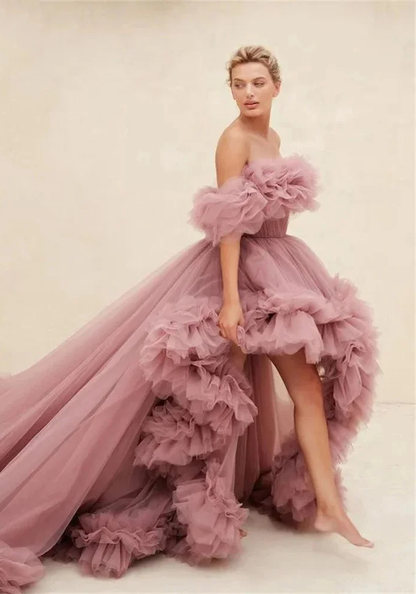 Robe Princesse Volants Rose Femme