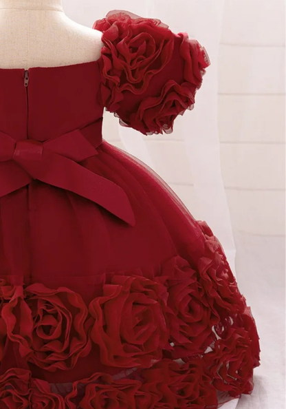 Robe Princesse Fleurs Rouge Bébé pas cher