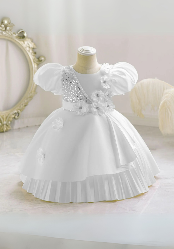 Robe Princesse Florale Blanche Fille