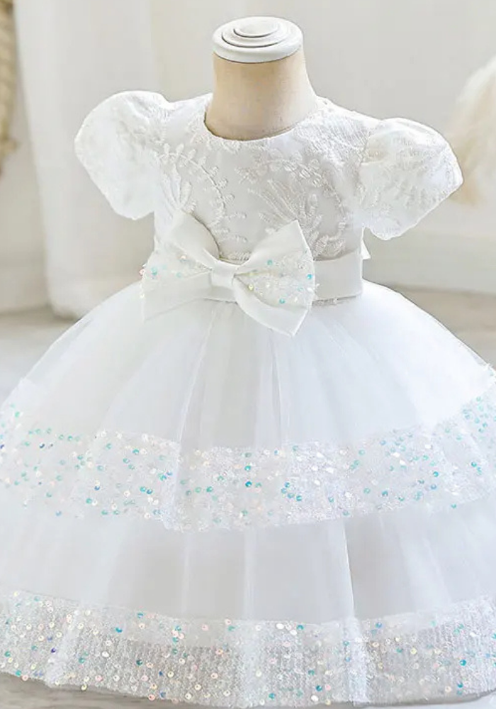 Robe Princesse Sequins Blanche Bébé pas cher