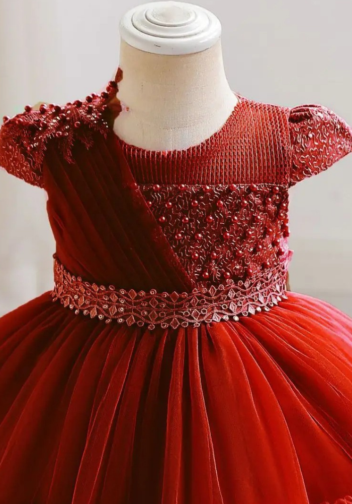 Robe Princesse Cérémonie Rouge Bébé