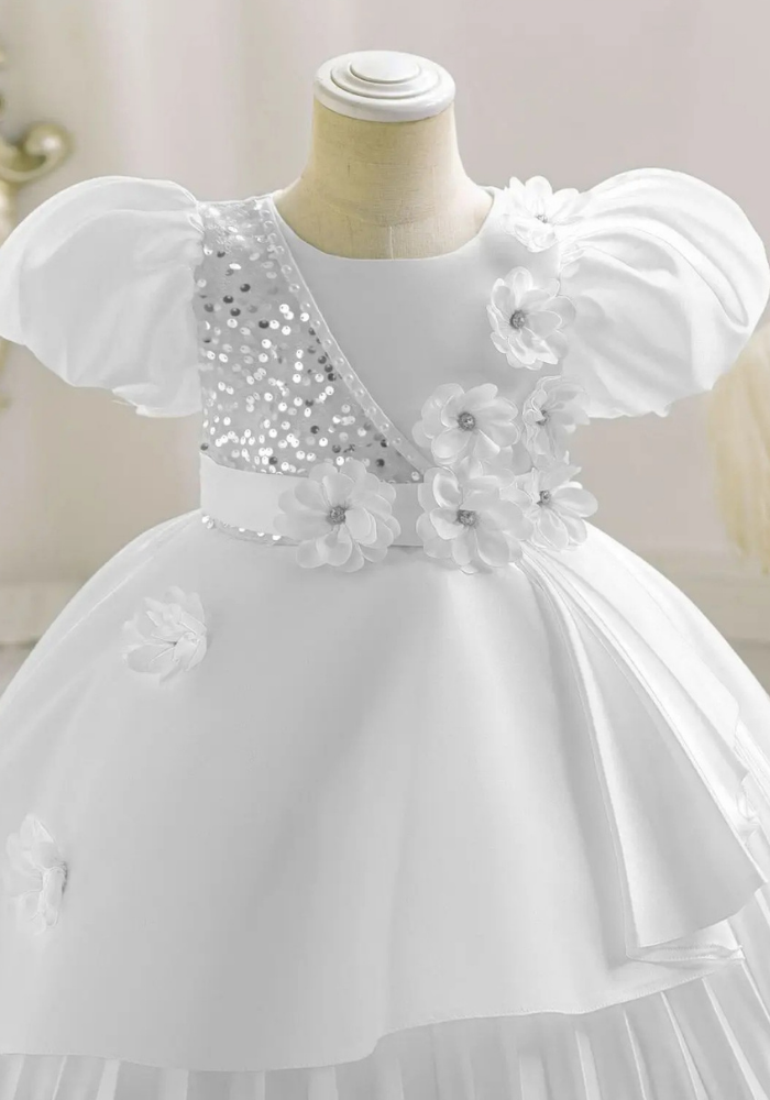 Robe Princesse Florale Blanche Fille