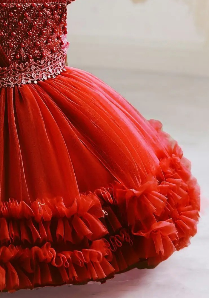 Robe Princesse Cérémonie Rouge Bébé pas cher