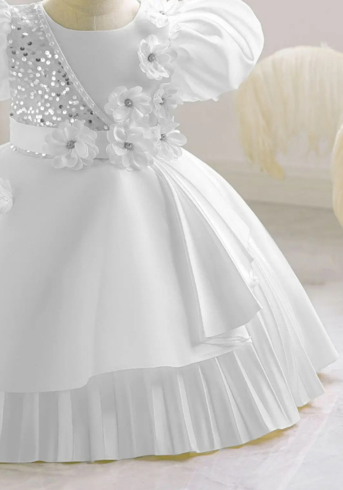 Robe Princesse Florale Blanche Fille pas cher