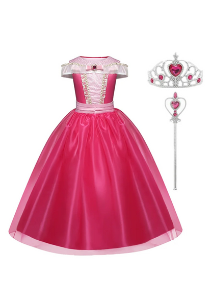 Robe Princesse Rose avec Couronne Fille