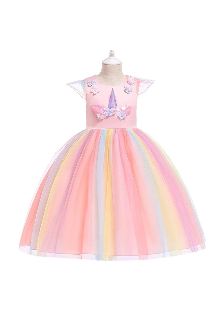 Robe Princesse Licorne Rose Fille