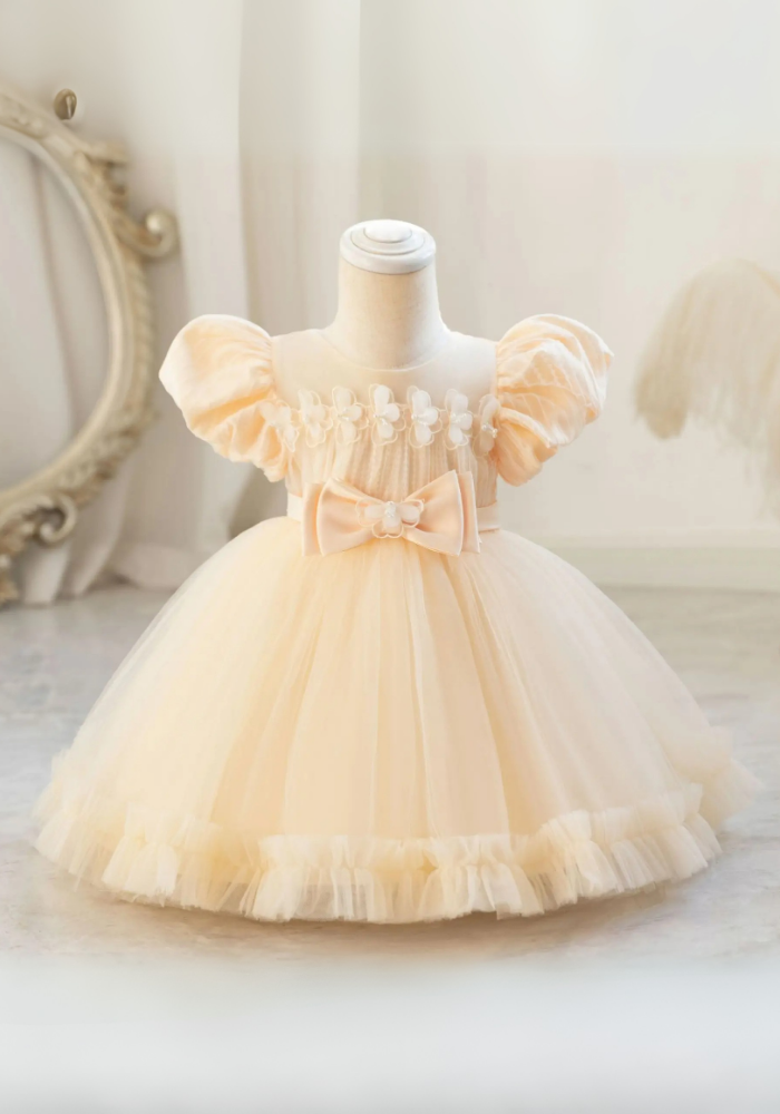 Robe Princesse Jaune Nœud Bébé