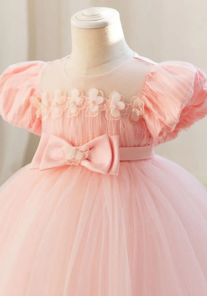 Robe Princesse Rose Nœud Bébé