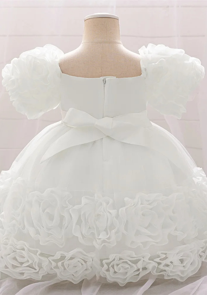 Robe Princesse Fleurs Blanche Bébé