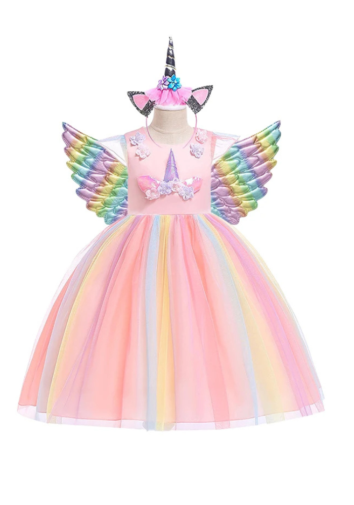 Robe Princesse Licorne Rose Fille