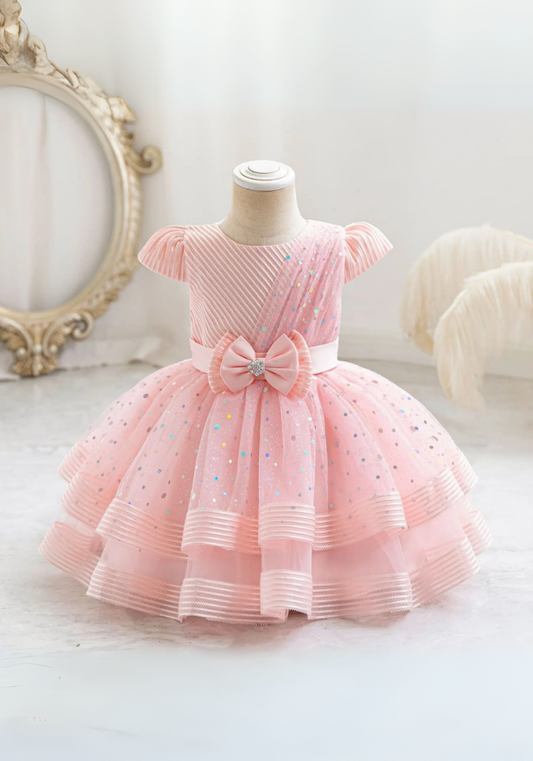 Robe Princesse Rose Paillette Bébé