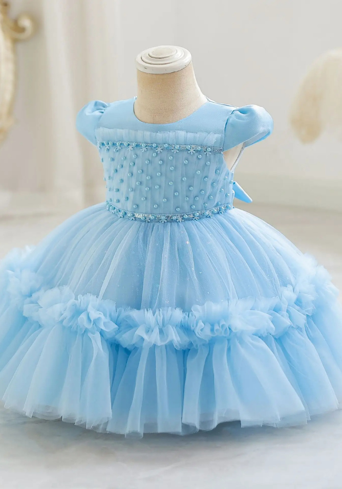 Robe Princesse Bleu Perles Bébé pas cher